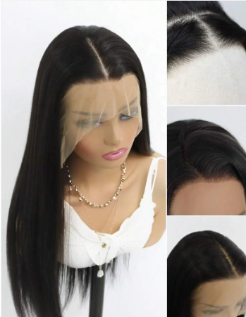 24-Inch Straight Glueless Human Blend Lace Front Wig